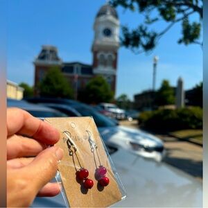 Red dangle earrings PeacedbyAlise custom • TVD+ inspired • each bead is unique